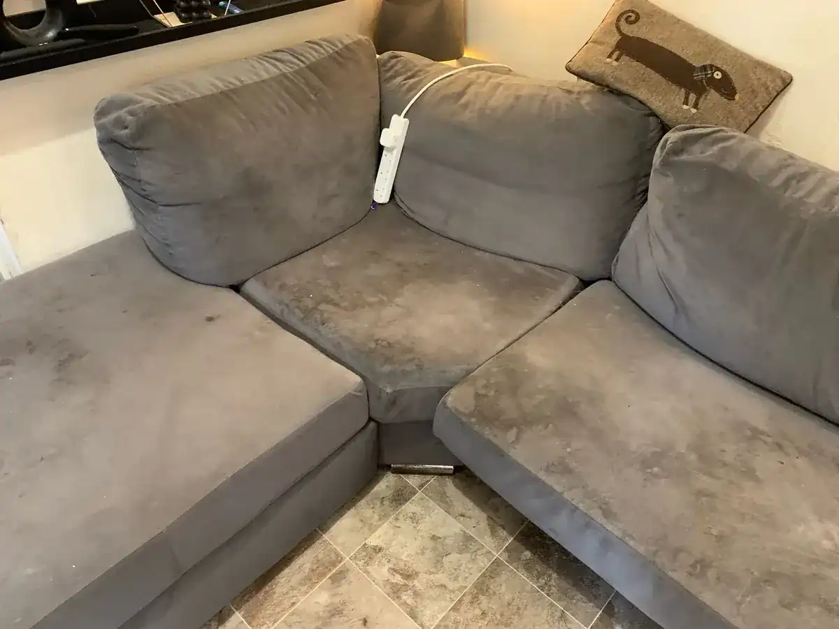 Upholstery before professional cleaning in Scunthorpe by W.M Carpet Cleaning Services